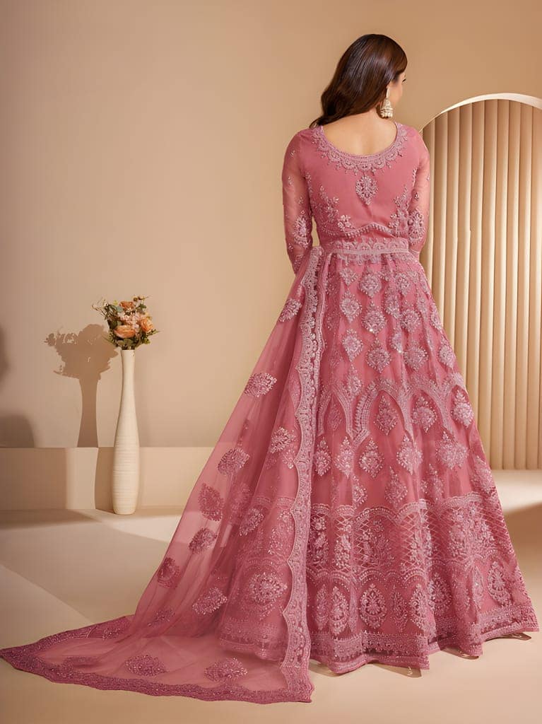 Fancy Floral Thread Work Semi-Stitched Lehenga | Unstitched Blouse with Inner Fabric | Stitched Dupatta | Traditional Party Wear (Original) view 5