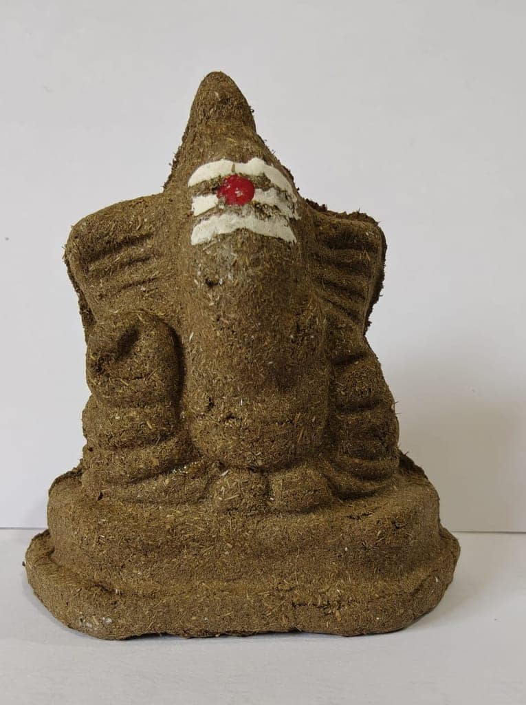 Handcrafted Cow Dung Ganesha Idol for Puja and Eco-Friendly Celebrations pack of 10