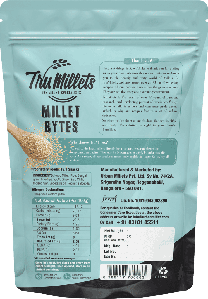Trumillets Ready to Eat Khara Chivda 125g, Sweet Chivda, Millet Bites 125g and Murukku Sticks 125g view 8