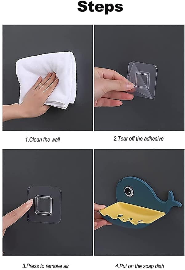V3Deals Soap Stand Holder for Bathroom Kitchen Sink Magic Stickers Wall Mounted (Pack of 4 Pcs) Soap Dish Holder, Fish Design - Random Color view 8