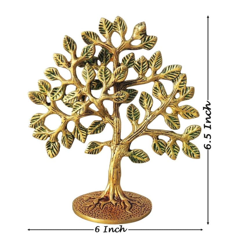 Brass Decorative Tree Table Showpiece - Handcrafted Metal Art, Height : 6.5 Inch (BSMAS1295 C) view 2