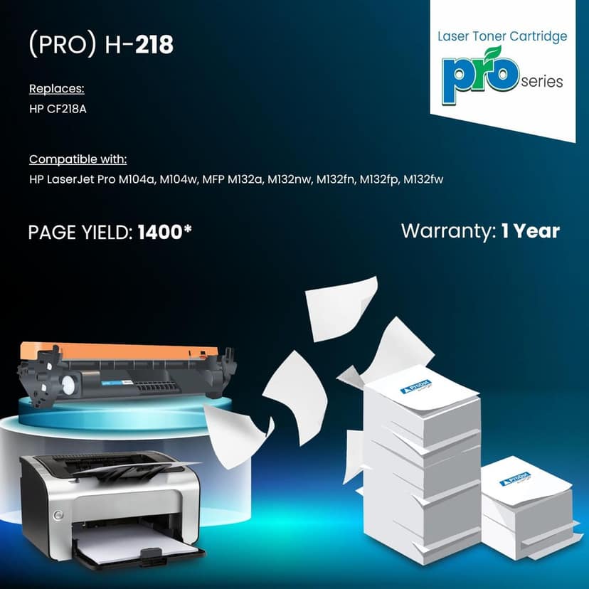 ProDot (PRO H-218 Laser Toner Cartridge for HP CF218A Compatible with HP Laserjet Pro M104a, M104w, MFP M132a, M132nw, M132fn, M132fp, M132fw view 2