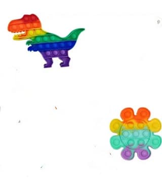 1982 BB YESKART-Pop It Fidget Toys, Push Pop Bubble Fidget Sensory Toy ,Autism Special Needs Silicone Stress Relief Toy, Great Fidget Toy Sensory Toys Novelty Gifts (DINOSUR & SPIN IMAGE) PACK OF 2