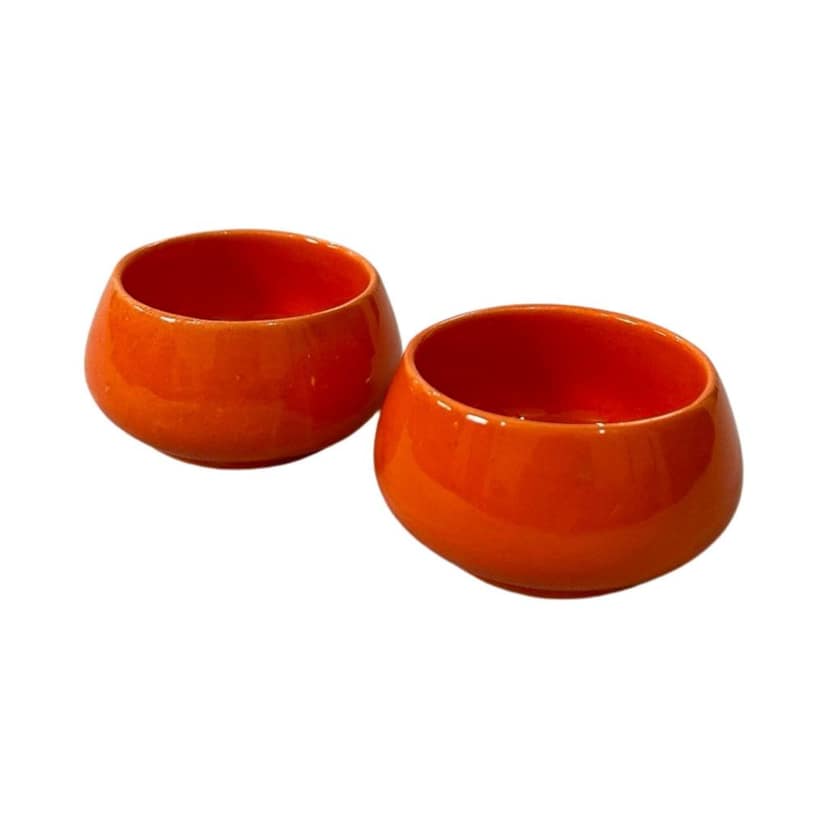 Ceramic Dining Glossy Orange Ceramic 50ml Dip Bowls Set of 2 || Ketchup Bowls || Chutney Bowls view 2