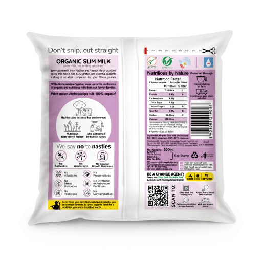 Akshayakalpa Amrutha - A2 SLIM Organic Milk, 500 ml view 2