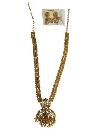 Gold Plated Traditional Indian Necklace Set with Earrings for Women