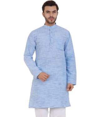 Latest Chikan - Blue Cotton Men's Regular Kurta ( Pack of 1 )