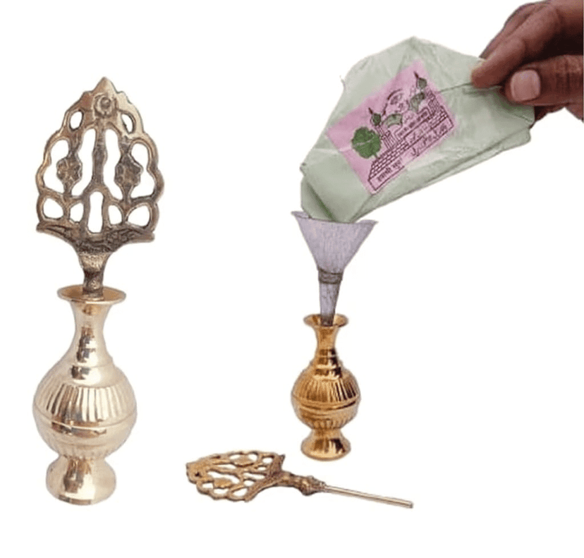 Brass Surmedani With Funnel/Kuppi And Surma Use In Eye's Makeup [Size-13-cm] Pack Of-1 Funnel, 2 Surma Packed,1 Brass Surmedani view 5