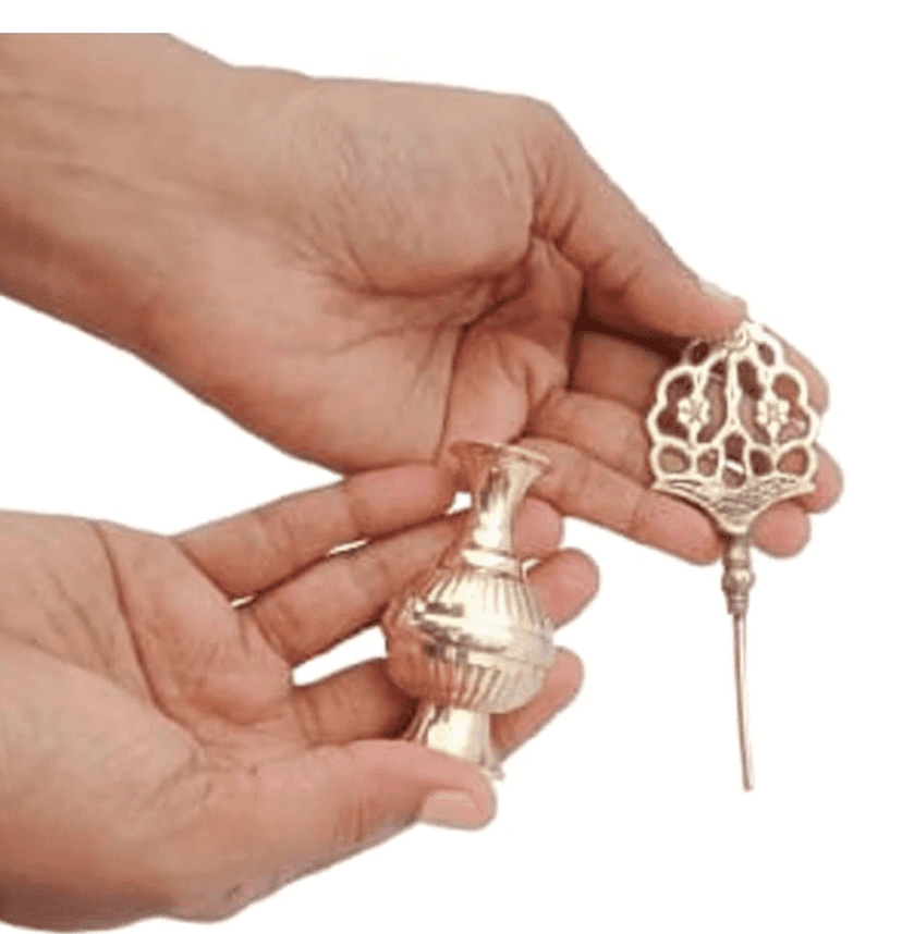 Brass Surmedani With Funnel/Kuppi And Surma Use In Eye's Makeup [Size-13-cm] Pack Of-1 Funnel, 2 Surma Packed,1 Brass Surmedani view 6