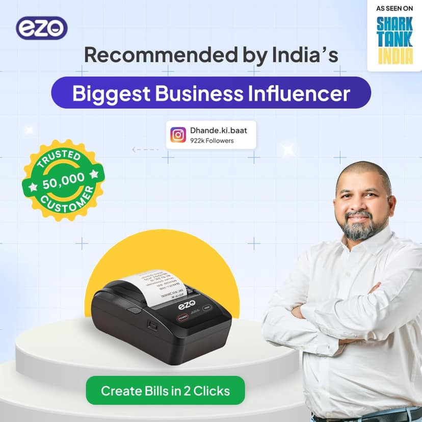 EZO 58mm 2 Inch Printer + Software Subscription Direct Thermal Billing Machine with USB & Bluetooth Connectivity and Rechargeable Battery, Includes 5 Rolls & QR Review Standy (60 Months Software) EZO 58mm 2 Inch Printer + Software Subscription Direct The