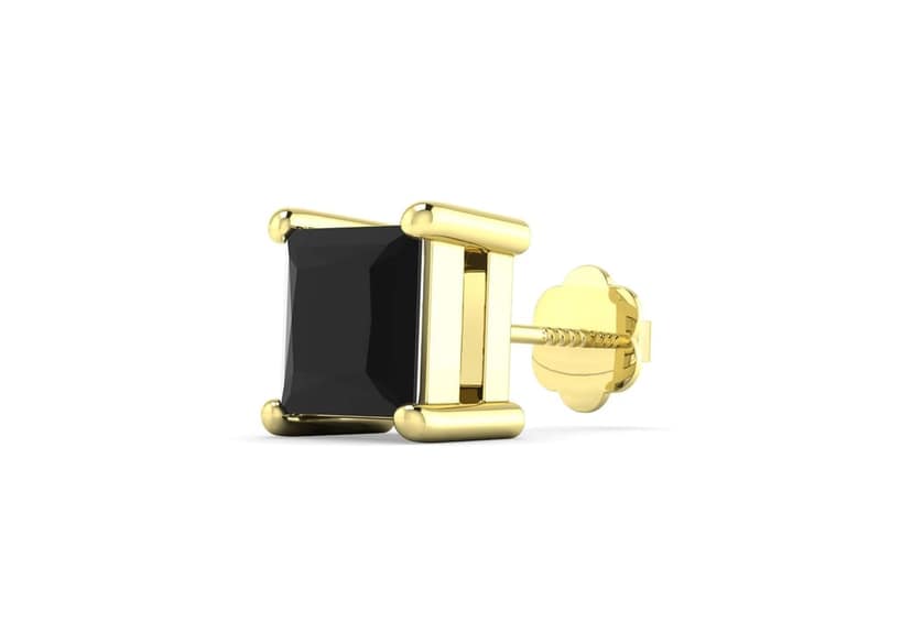 Black Princess Solitaire Men's Ear Stud (1 Pc Only) view 2