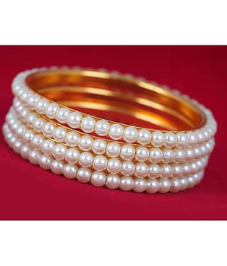 JFL - Jewellery For Less White Bangle Set ( Pack of 4 )