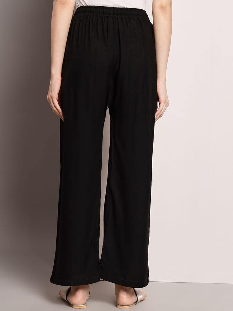 Soft Colors Regular Fit Pocket Palazzo (Black) view 8