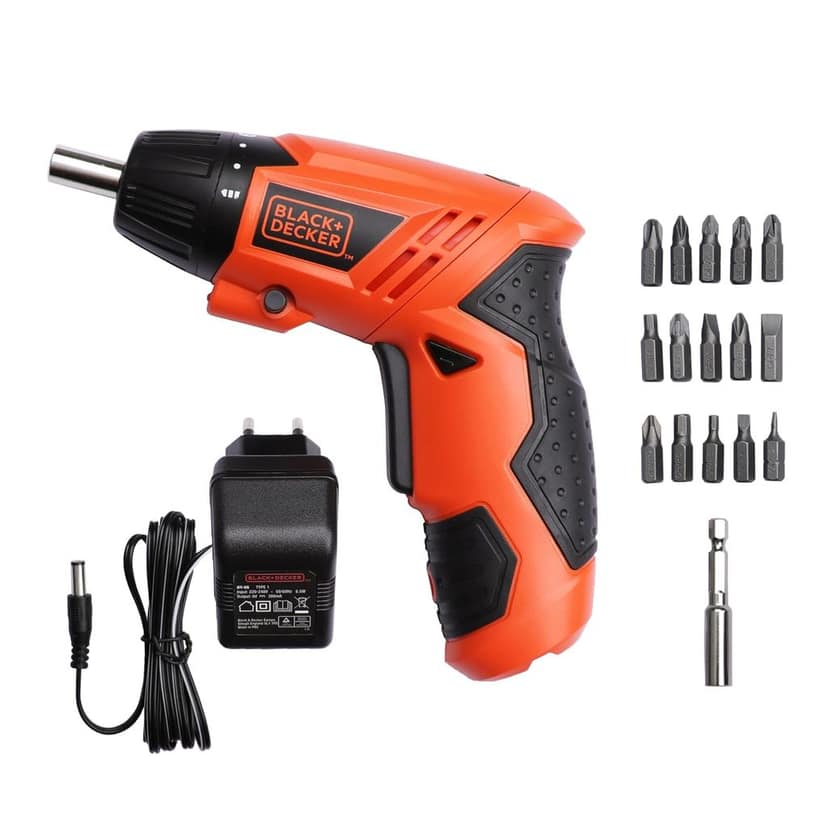 BLACK+DECKER KC4815-IN 4.8V 200 RPM Cordless Screwdriver Set Ni-Cd (Nickel-Cadmium) with LED Worklight, 15-pieces Screw Bits Set & Adjustable Torque for Home & DIY Use, 1 Year Warranty, ORANGE & BLACK
