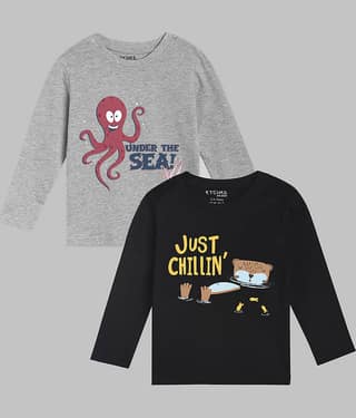 ETCHED DESIGN Pack of 1 Boys Cotton T-Shirt ( Multicolor )