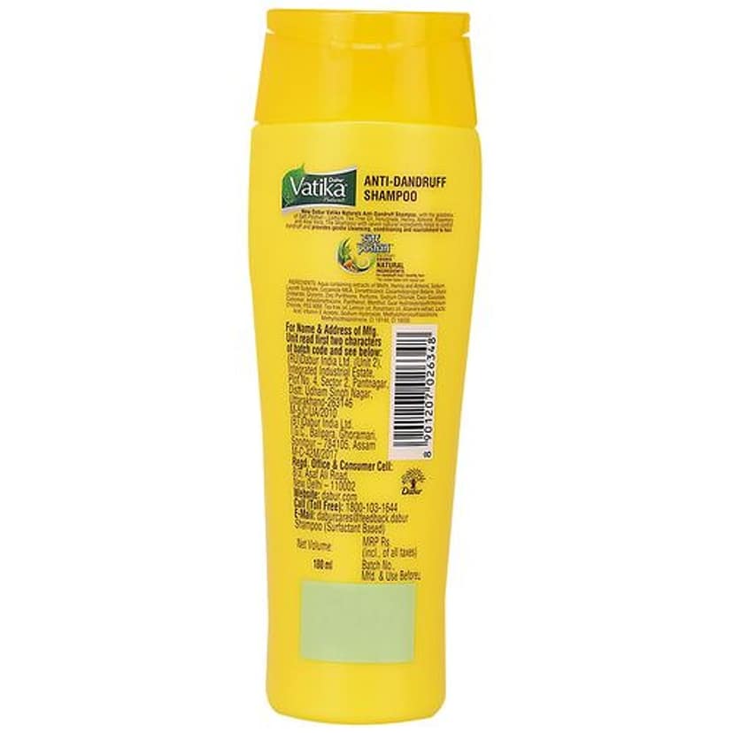 Dabur Vatika Lemon Anti-Dandruff Shampoo, Reduces Dandruff From 1St Wash, 180Ml view 2