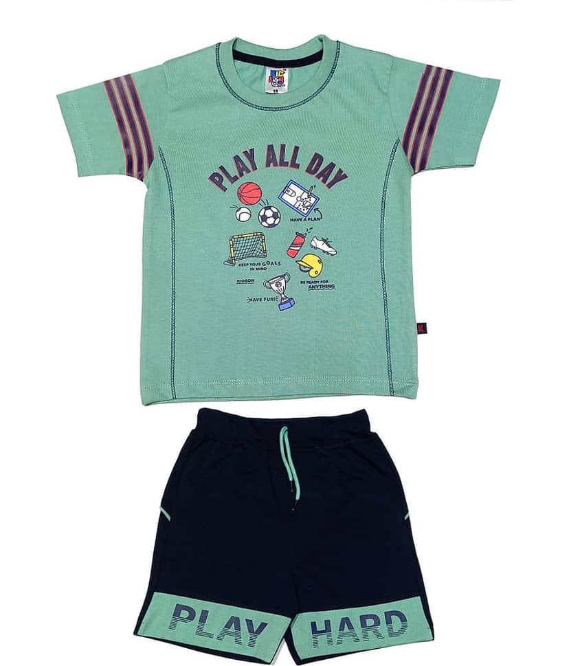Kideon Pack of 1 Boys Cotton Set ( Green )