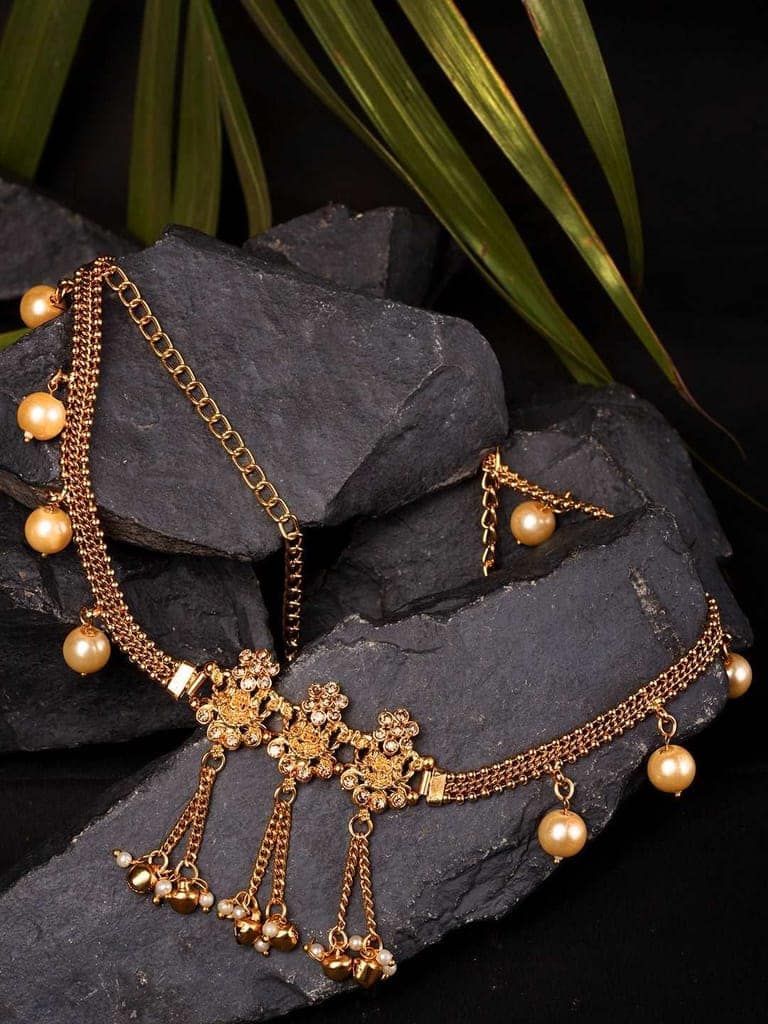 Gold Plated Kemp stone studded Pearl Beaded Kamarbandh view 2