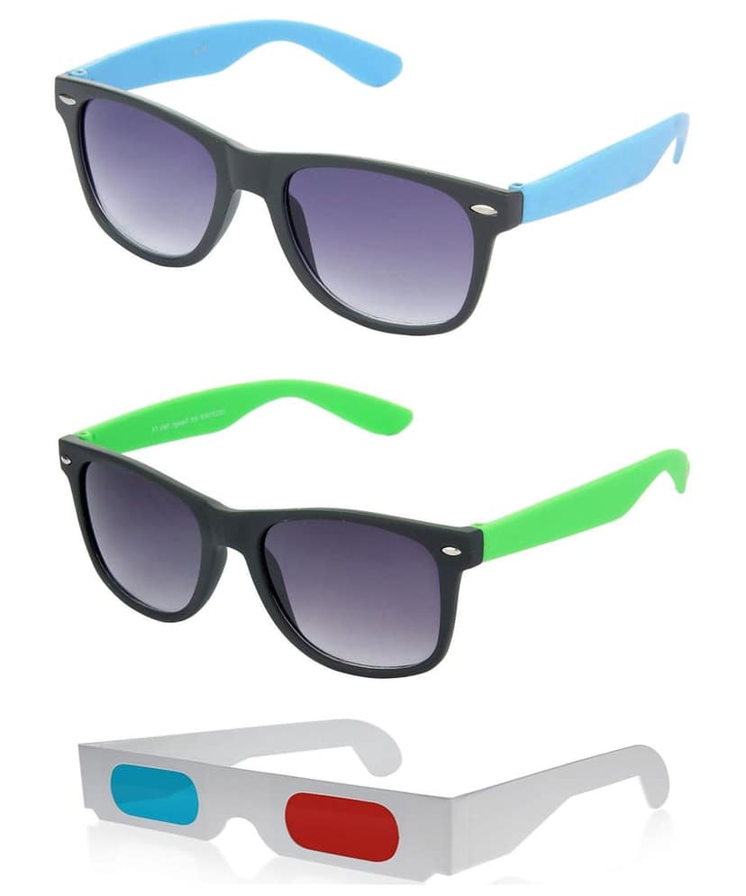 HRINKAR Rectangular Stylish Sunglasses For Men And Women (Grey And Grey Lens | Black And Black Frame - HCMB438) With Free Paper 3D Glass