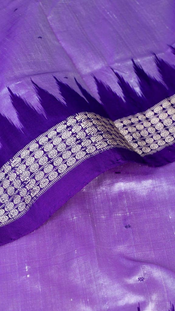 Lavender Dotted Ikkat Silk Saree view 4