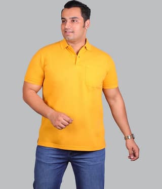 Xmex Pack of 1 Cotton Blend Regular Fit Solid Half Sleeves Men's Polo T Shirt ( Mustard )