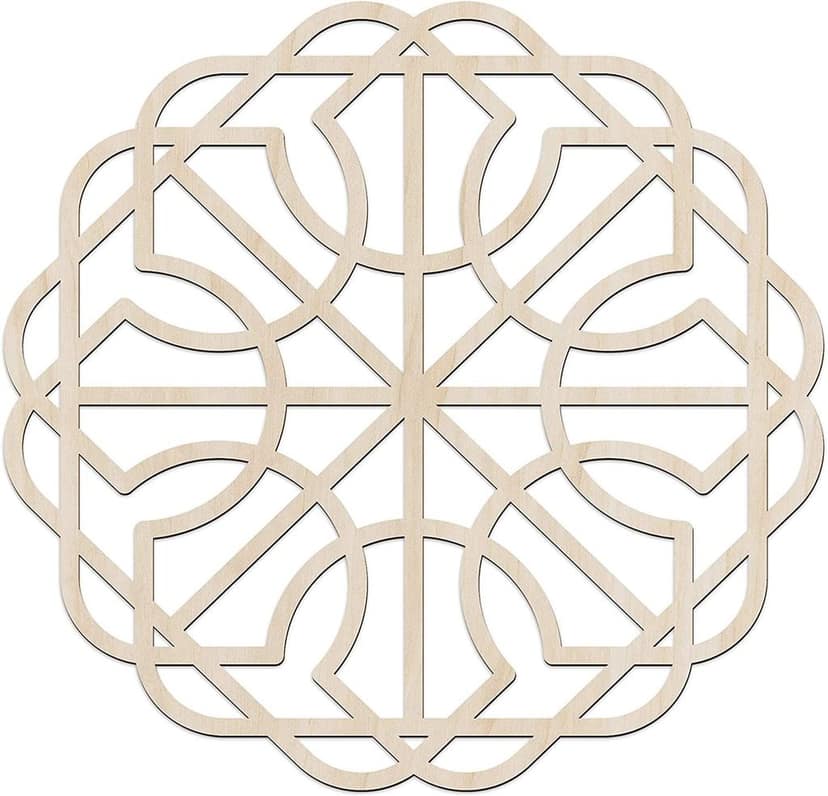 Haoser Mandala Wooden Wall Art, Whirl Look Lattice Abstarct Geometric, Birch Wood Plywood Rustic Wall Art Accent for Hallway Bedroom Living Room Cafes and Offices (Mandala Design-16_30CM)