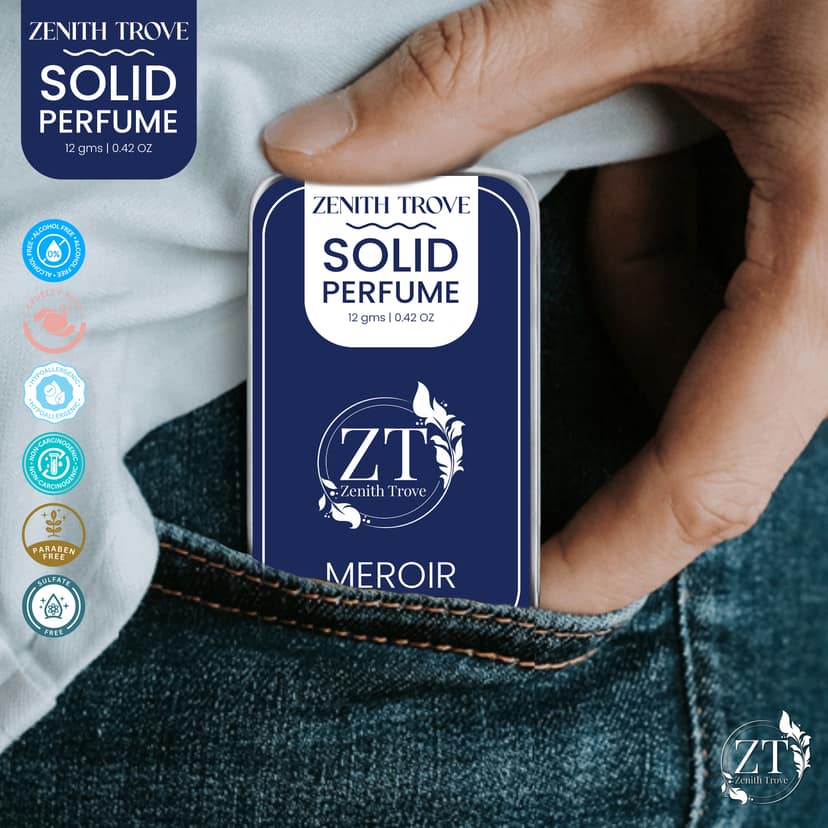 Zenith Trove Meroir Solid Perfume Wax for Men & Women | 12g Long Lasting Alcohol-Free Cologne | Natural Unisex Fragrance | Travel Friendly Pocket Perfume | Fresh Floral Spicy Scent for Daily Use view 3
