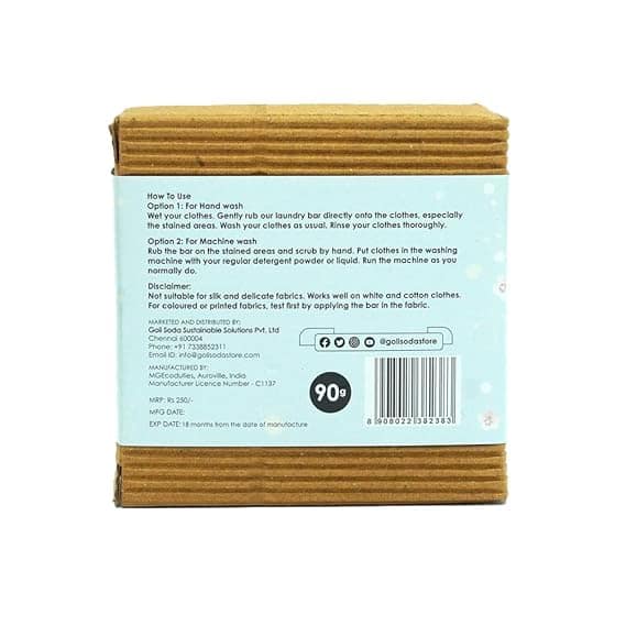 Goli Soda All Natural Probiotics Stain Removing Laundry Bar - 90 Gms (Pack Of 2) view 2