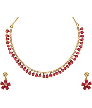 Jewar Mandi - White Brass Necklace Set ( Pack of 1 )