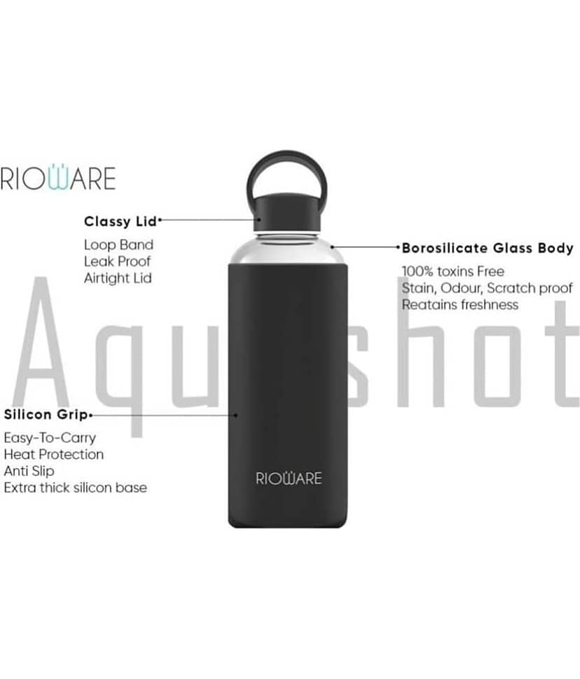 Rioware Aquashot Borosilicate Glass Water Bottle Green Water Bottle 750 mL ( Set of 1 ) view 2