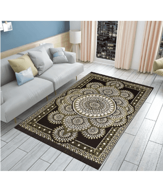 FURNISHING HUT Maroon Cotton Carpet Floral 5x7 Ft