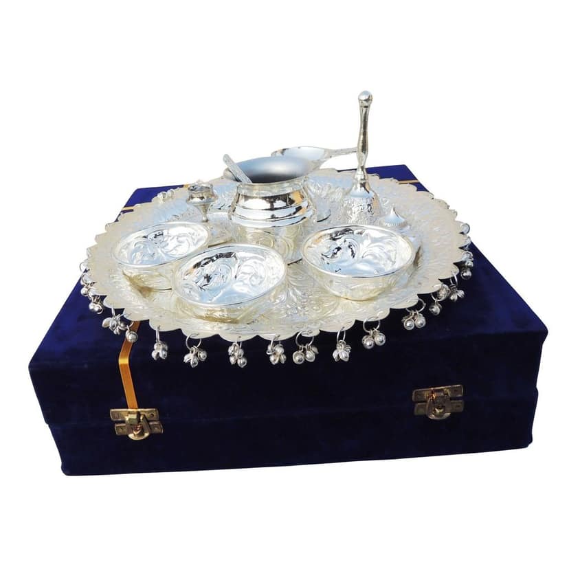 Brass Decorative Puja Thali Set With Valvet Box (BMAS295 C) view 3