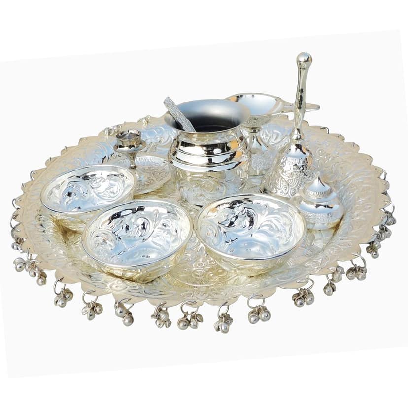Brass Decorative Puja Thali Set With Valvet Box (BMAS295 C) view 4