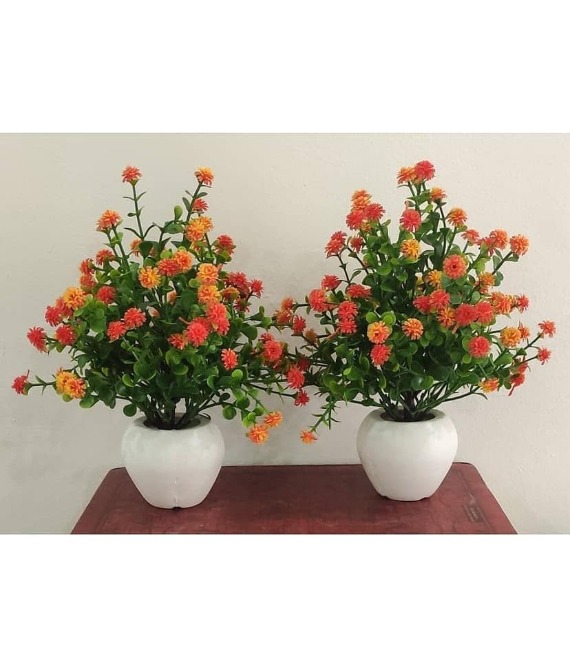 BAARIG - Orange Daisy Artificial Flower ( Pack of 2 ) view 2
