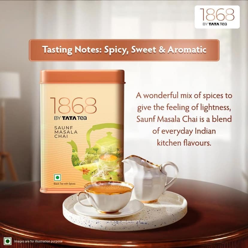 1868 By Tata Tea Saunf Masala Chai | 100g | Saunf Digestive Tea | Full Bodied Black Tea with Spices | Sweet & Spicy Aromatic Black Tea view 2