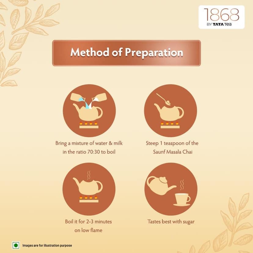1868 By Tata Tea Saunf Masala Chai | 100g | Saunf Digestive Tea | Full Bodied Black Tea with Spices | Sweet & Spicy Aromatic Black Tea view 3