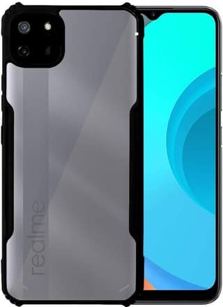 PLUGTECH Slim Shockproof Case | Matte Black Soft | Drop Protection | Precise Cutouts | Premium Mobile Cover for Realme C11 2020, Realme C11