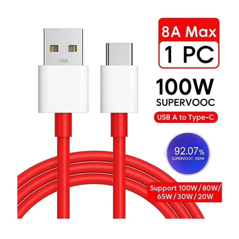 One Plus Fast 100W Original USB Type C Data Sync Fast Charging Charger Cable for One Plus 13,13s,13r,12,12r,11,11r,10,10r,10t,10pro,9,9rt,9r,9pro,8,8t,7t,7pro,Nord 5,CE5,CE4,CE3,CE2lite,4,3,2,2T