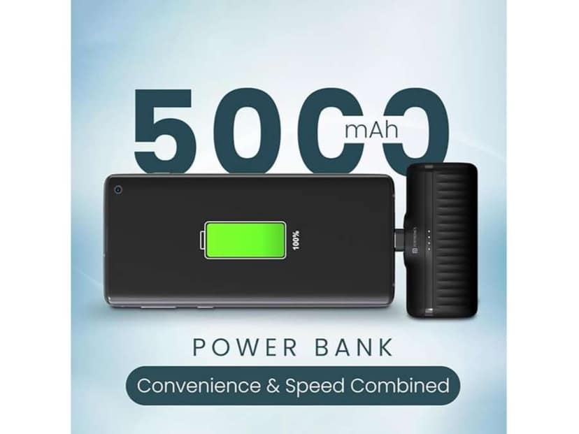 Portronics Power Pebble 5000mAh 20W Fast Charging Nano Powerbank, in-Built Foldable Type C Input/Output Pin, Type C PD Output, LED Battery Indicator, Compatible with Type C Smartphone,iPhone view 2