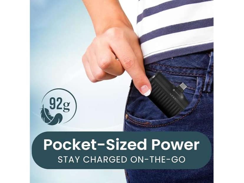Portronics Power Pebble 5000mAh 20W Fast Charging Nano Powerbank, in-Built Foldable Type C Input/Output Pin, Type C PD Output, LED Battery Indicator, Compatible with Type C Smartphone,iPhone view 4