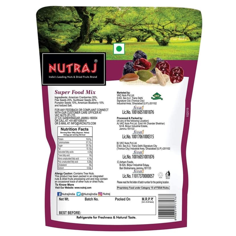Nutraj Super Food Mix - American Cranberries, American Blueberry, Flax Seeds, Sunflower Seeds & Pumpkin Seeds view 2
