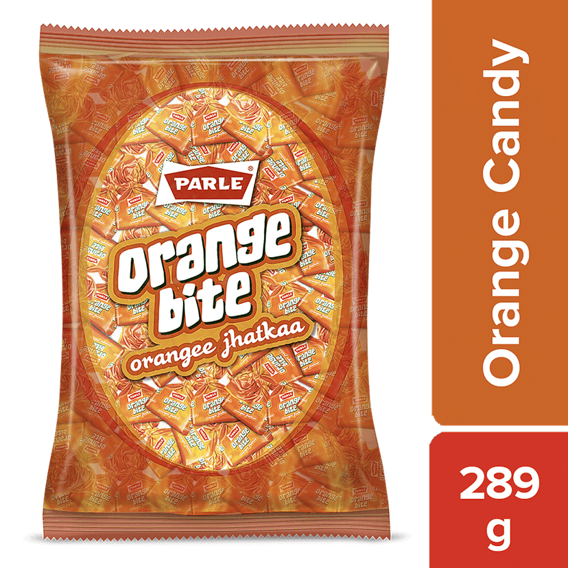 Parle Orange Bite Jhatkaa Candy, 289 G Pouch