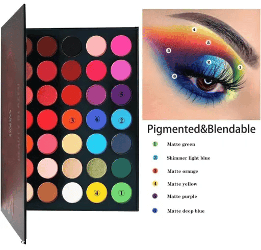 35 Shades Color Studio Pressed Powder Eyeshadow Palette Eyeshadow High Pigmented (Multicolor) Matte & Shimmery Finish view 3