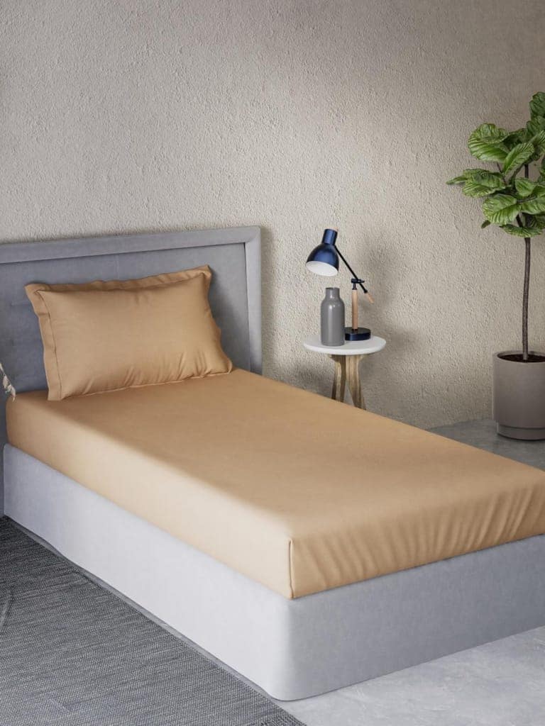 DDECOR - Spectrum Collection 100% Cotton Dyed Pattern 180TC Single Bedsheet|152 CM X 224 CM| - Brown