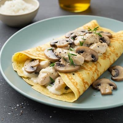 Creamy Chicken And Mushroom Crepe