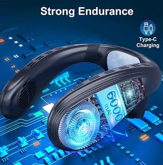 Neck Fan Air Conditioner with Large Cooling Plate, Portable Neck Fans that Blow Cold Air 360° Airflow, Wearable Personal AC Quiet Back Air Outlet 6000mAh Rechargeable,Gifts for Men Women Travel Office