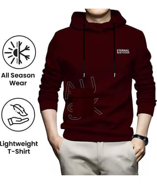 AUSK Hooded T-Shirt for Men - Cotton Blend ( Maroon, Pack of 1)