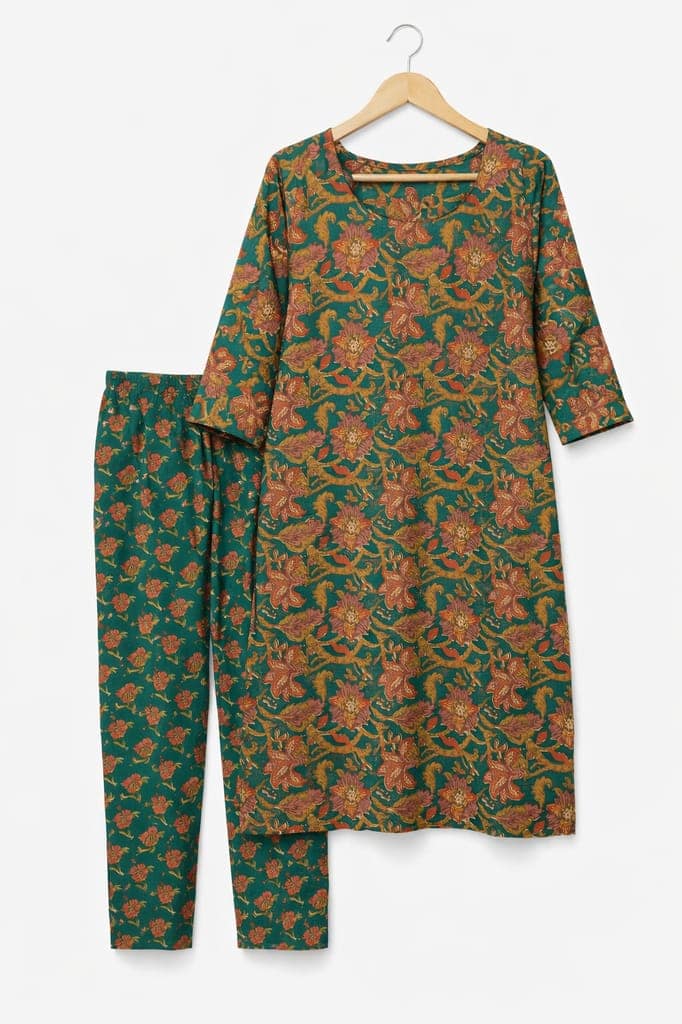Women Cotton Printed Straight Kurti Pant Set | Floral Printed Kurta with Pant | Casual Daily Wear Ethnic Kurti Set for Women view 3