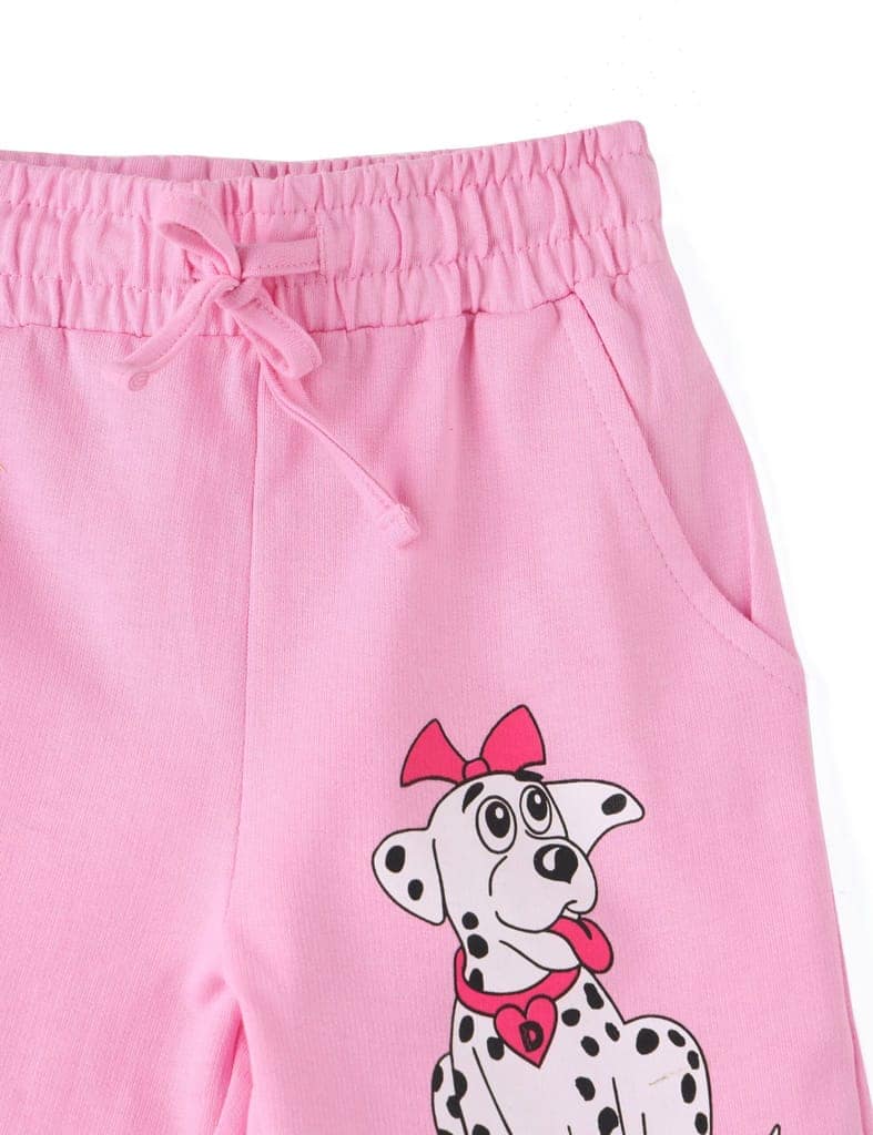 Girls Shorts Cotton French Terry Bon Bon Pink “Cute Dog” view 3