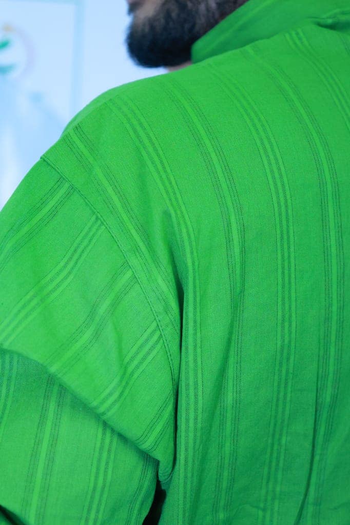 Green Kurta with Blue Embroidered for Men view 3